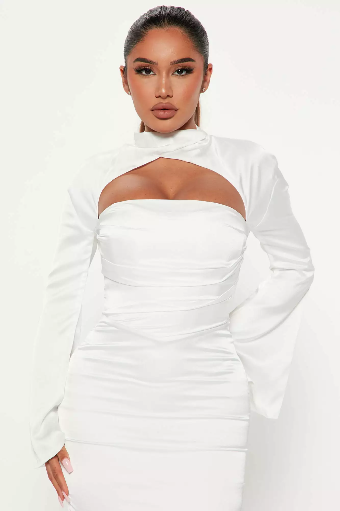 Fashion Nova Sweet Sultry Satin Midi Dress - White 4 Fashion Nova Sweet Sultry Satin Midi Dress - White - Image 2