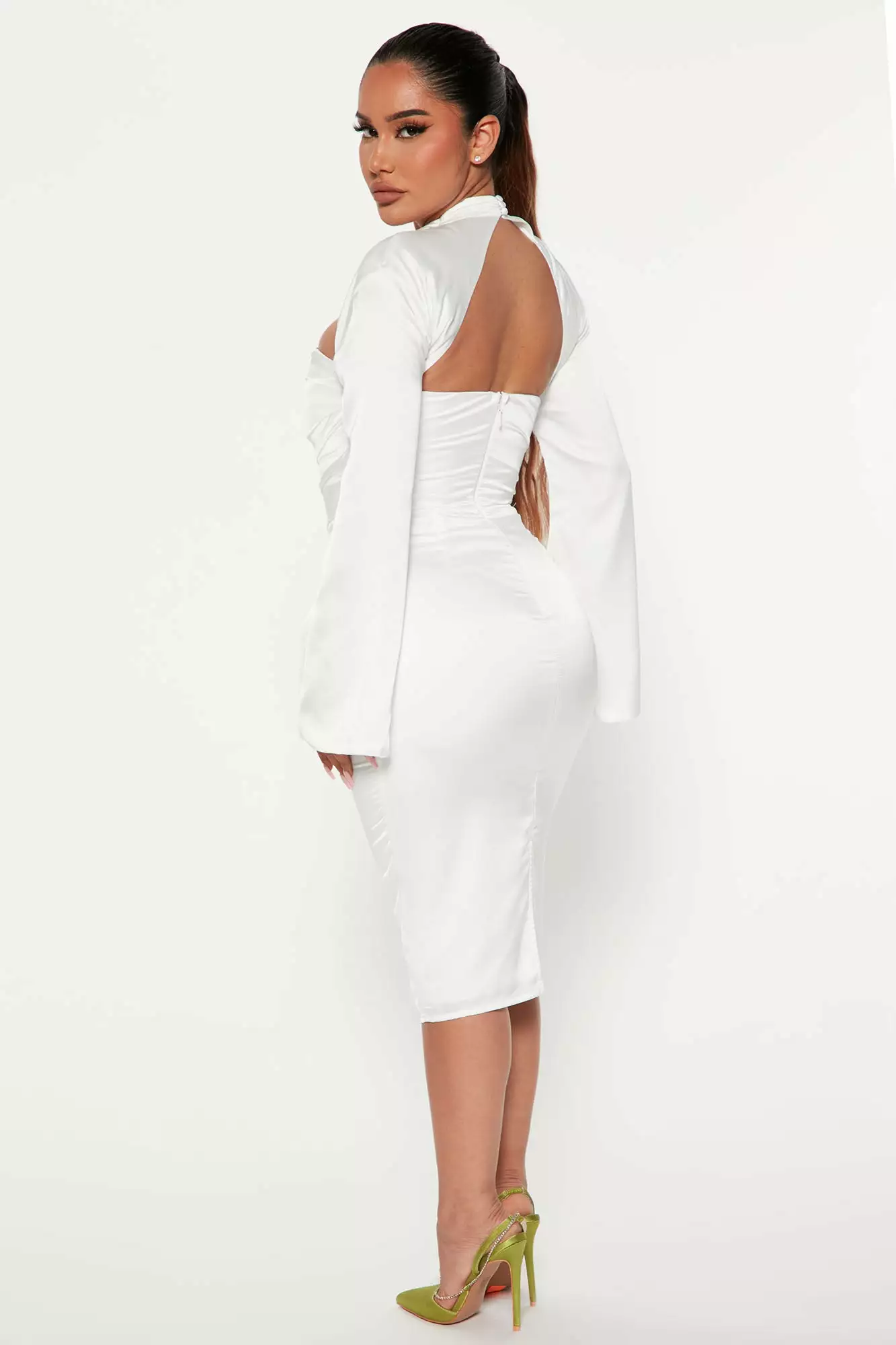 Fashion Nova Sweet Sultry Satin Midi Dress - White 5 Fashion Nova Sweet Sultry Satin Midi Dress - White - Image 3