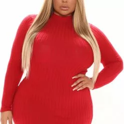 Fashion Nova Not Over You Yet Sweater Dress - Red -Fashion Nova Dresses Shop 09 03 21Studio1 KP 13 59 23 73 551615FN Black 3200 PLUS PB