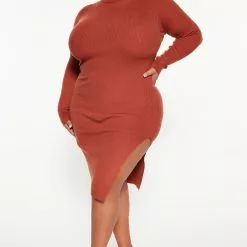 Fashion Nova One Chance Sweater Midi Dress - Rust 11 Fashion Nova One Chance Sweater Midi Dress - Rust -Fashion Nova Dresses Shop 09 06 22Studio3 DD KP 11 59 04 24 HF22F767 Rust 0244 PLUS ES