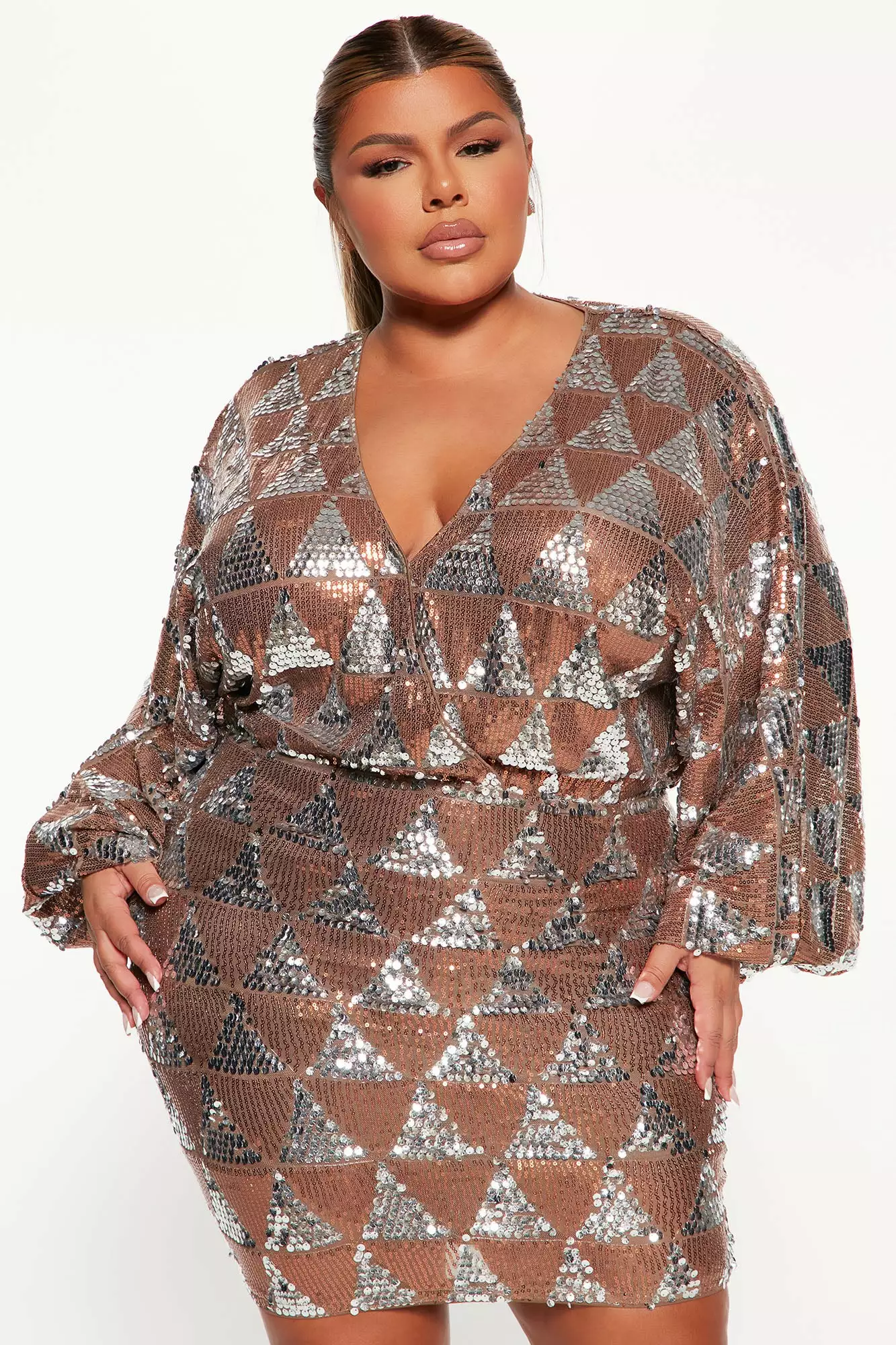 Fashion Nova Midnight Party Sequin Mini Dress - Coco/Silver 6 Fashion Nova Midnight Party Sequin Mini Dress - Coco/Silver - Image 4