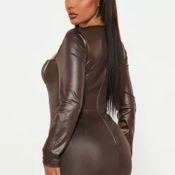 Fashion Nova Margot Faux Leather Mini Dress - Brown -Fashion Nova Dresses Shop 09 06 22Studio4 KJ IM 11 01 04 15 8D5038 Brown 10902 SG