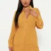 Fashion Nova Connect The Dot Shirt Dress - Mustard