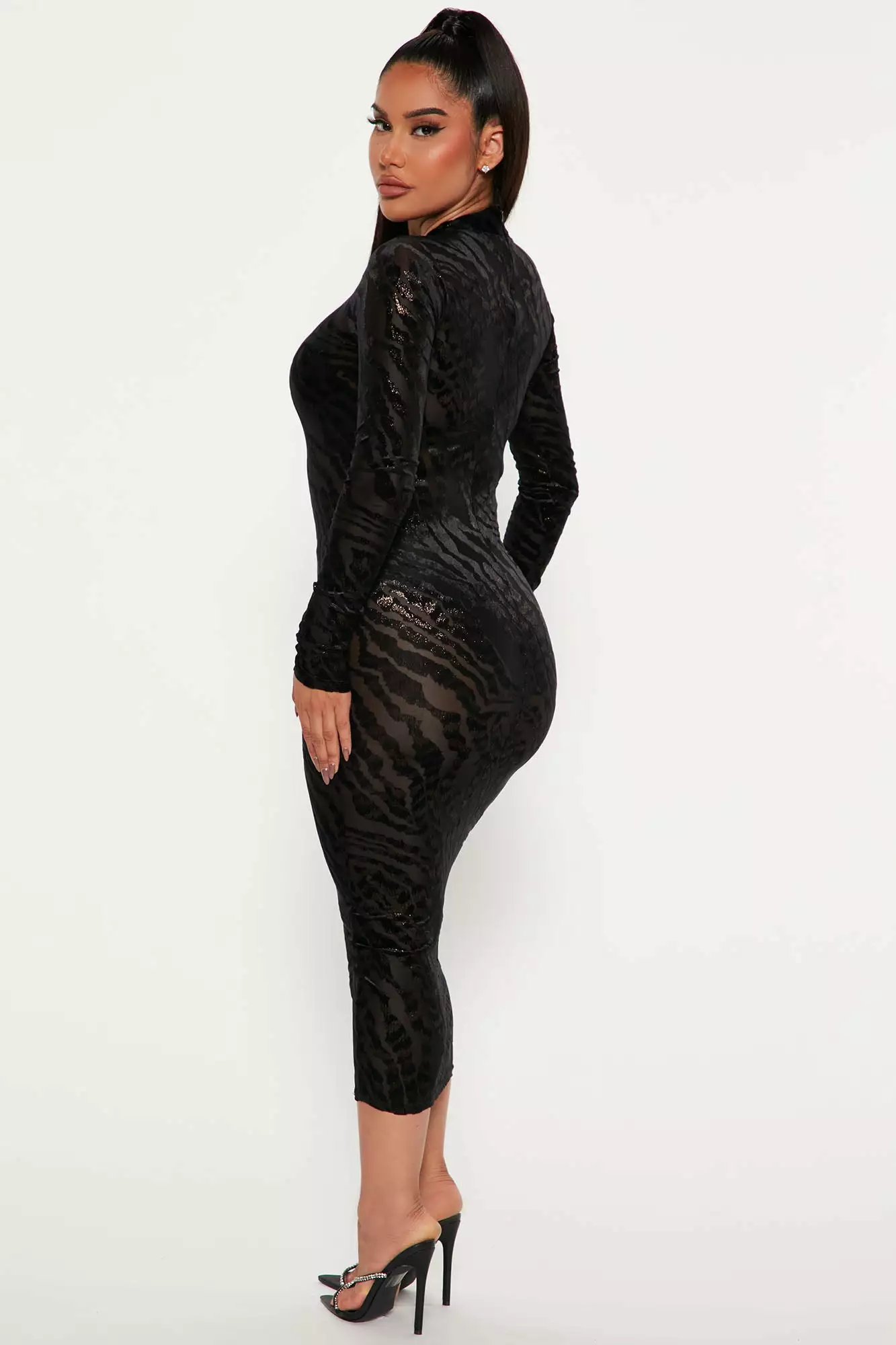 Fashion Nova Wild Instincts Mesh Midi Dress - Black/combo 5 Fashion Nova Wild Instincts Mesh Midi Dress - Black/combo - Image 3