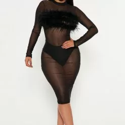 Fashion Nova Ella Midi Dress - Black