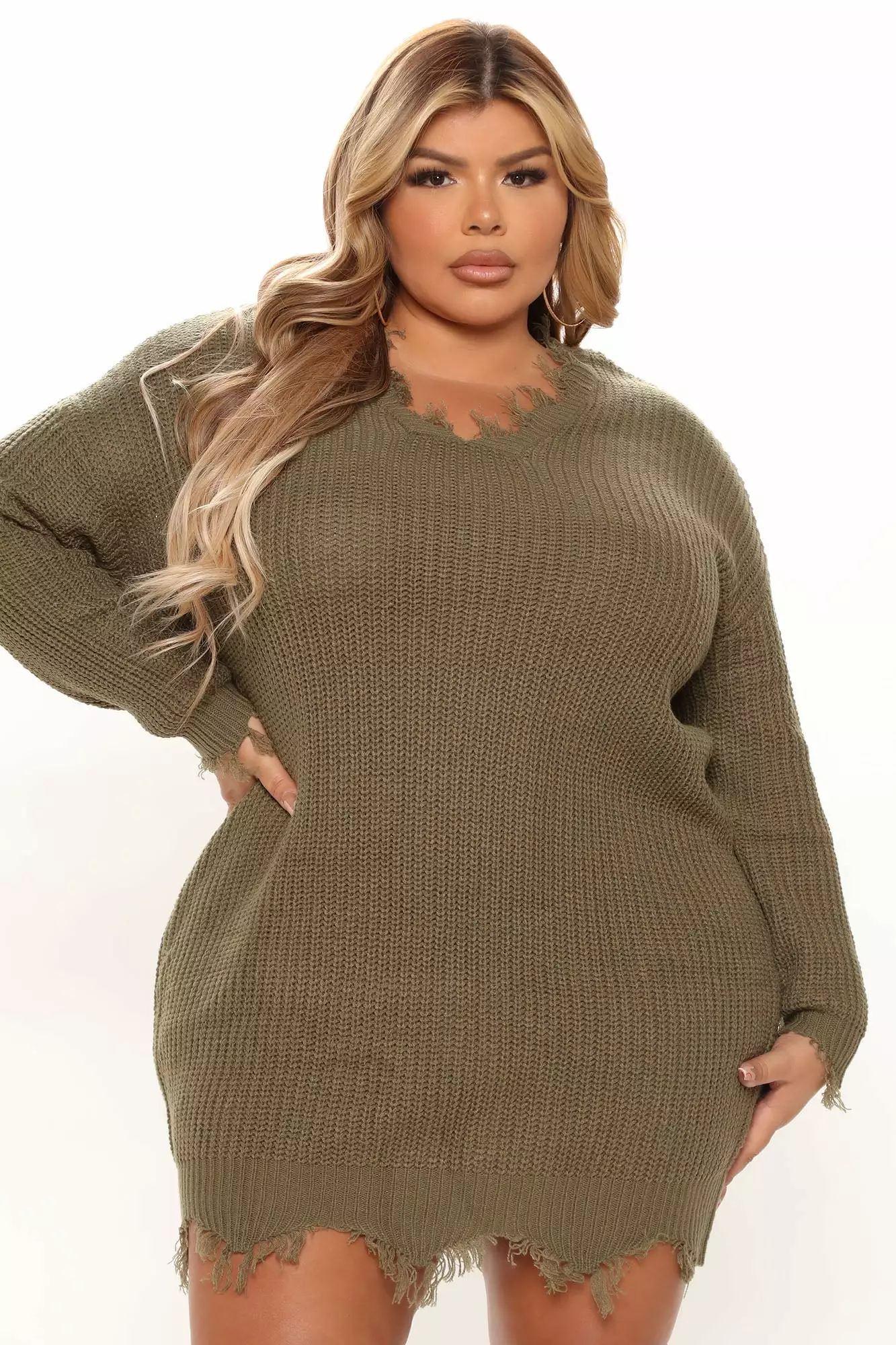 Fashion Nova Sarabeth Sweater Mini Dress - Olive 12 Fashion Nova Sarabeth Sweater Mini Dress - Olive - Image 10