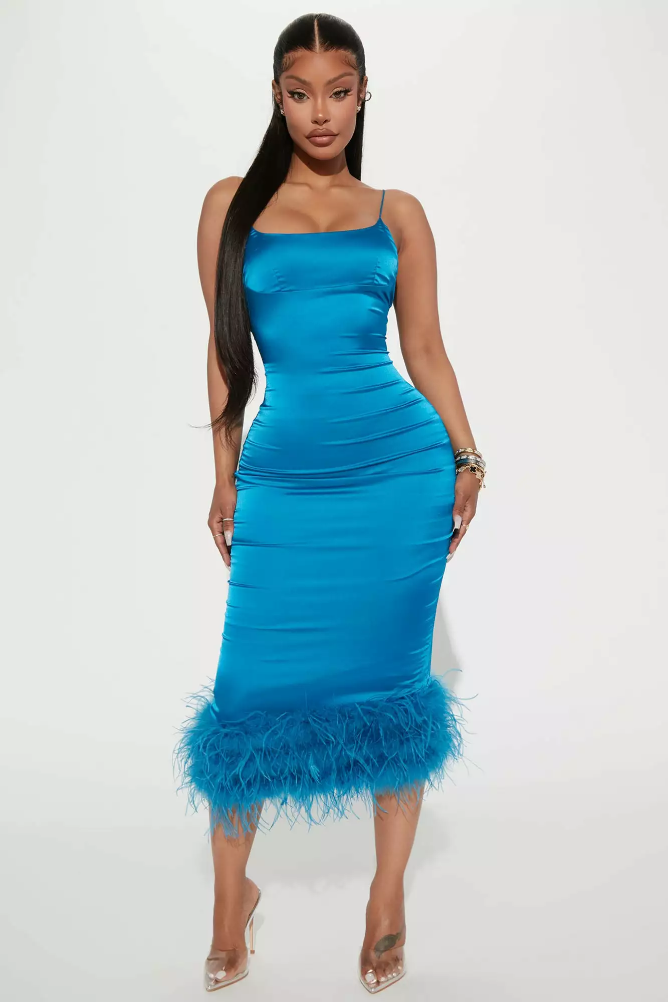 Fashion Nova Party Night Feather Midi Dress - Teal 3 Fashion Nova Party Night Feather Midi Dress - Teal