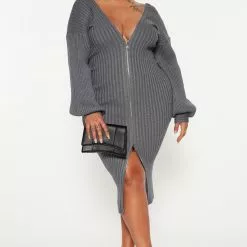 Fashion Nova Zipper Sweater Midi Dress - Grey -Fashion Nova Dresses Shop 09 07 22Studio3 ER AS 09 52 15 3 IMD61359 Grey 0175 PLUS KS