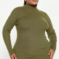 Fashion Nova One Chance Sweater Midi Dress - Olive -Fashion Nova Dresses Shop 09 07 22Studio3 RT AS 12 00 17 37 HF22F767 Olive 0252 PLUS PB