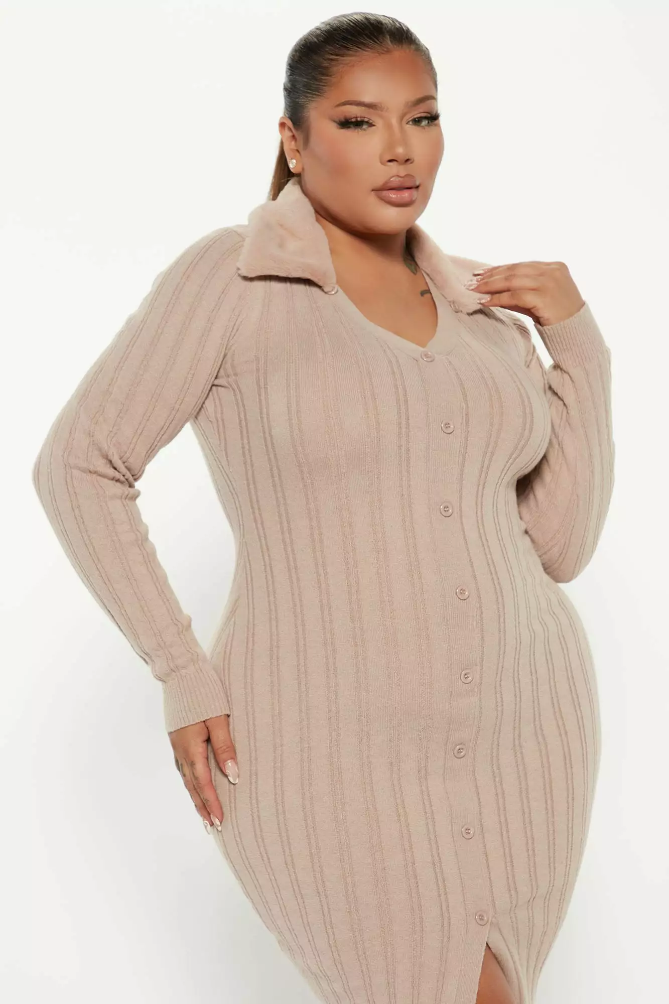 Fashion Nova Mia Knit Midi Dress - Mocha 7 Fashion Nova Mia Knit Midi Dress - Mocha - Image 5
