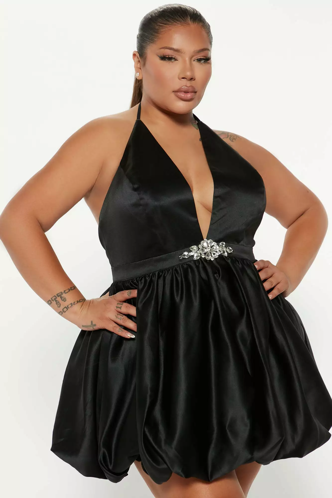 Fashion Nova Reanne Satin Mini Dress - Black 6 Fashion Nova Reanne Satin Mini Dress - Black - Image 4
