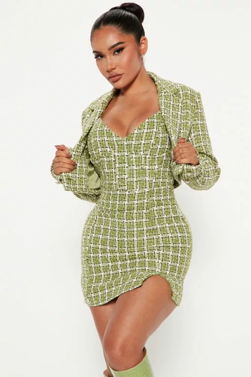 Fashion Nova Christine Tweed Mini Dress Set - Green/combo -Fashion Nova Dresses Shop 09 07 22Studio4 DD KP 10 26 20 18 81156NK Greencombo 11773 PB
