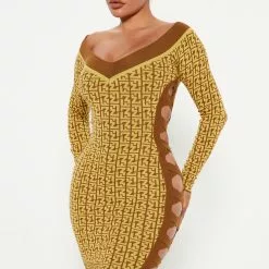 Fashion Nova Mildred Sweater Midi Dress - Yellow/combo