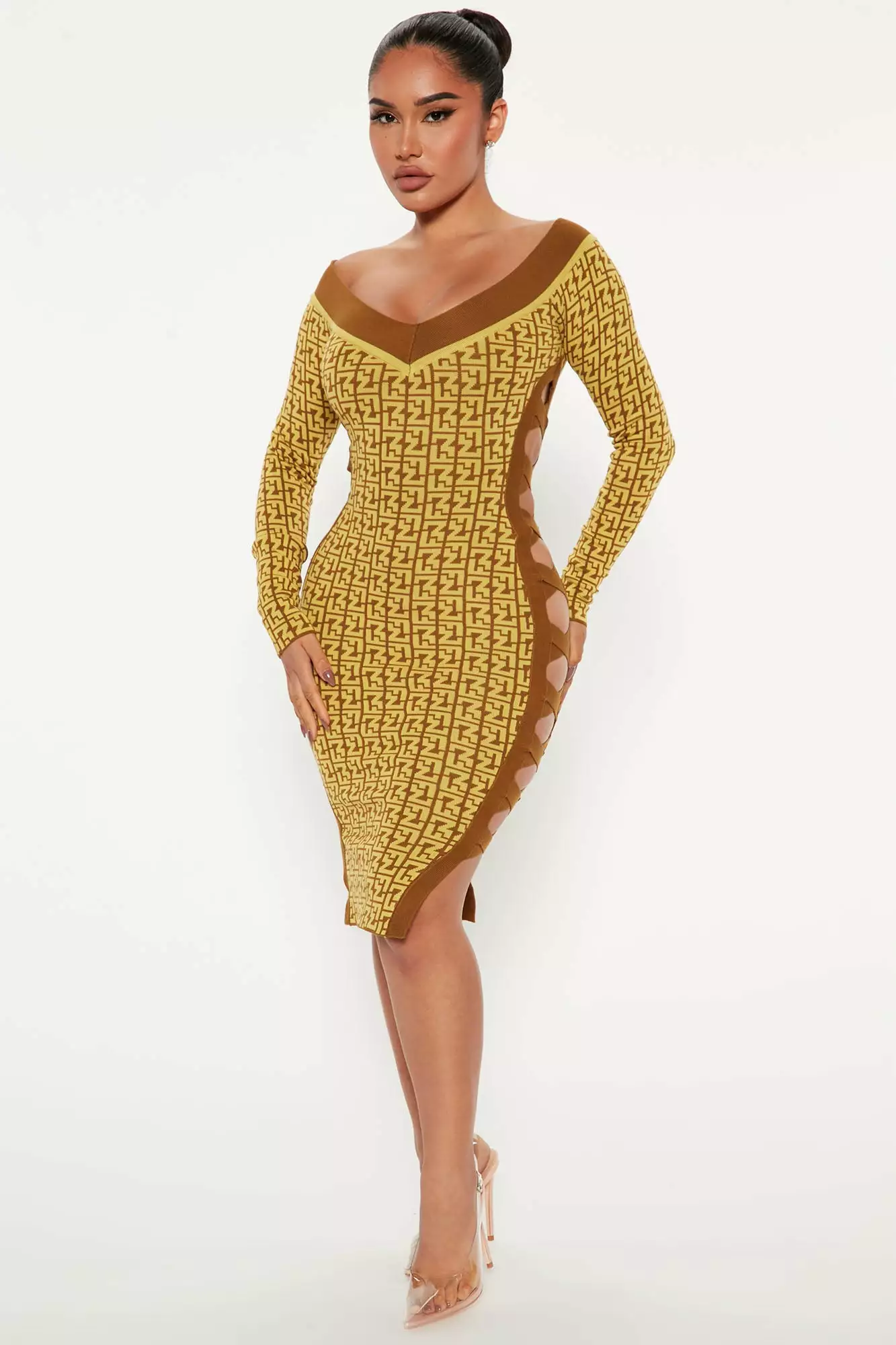 Fashion Nova Mildred Sweater Midi Dress - Yellow/combo 4 Fashion Nova Mildred Sweater Midi Dress - Yellow/combo - Image 2