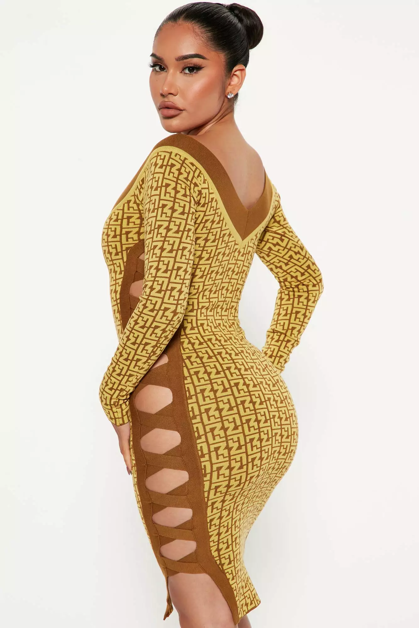 Fashion Nova Mildred Sweater Midi Dress - Yellow/combo 5 Fashion Nova Mildred Sweater Midi Dress - Yellow/combo - Image 3
