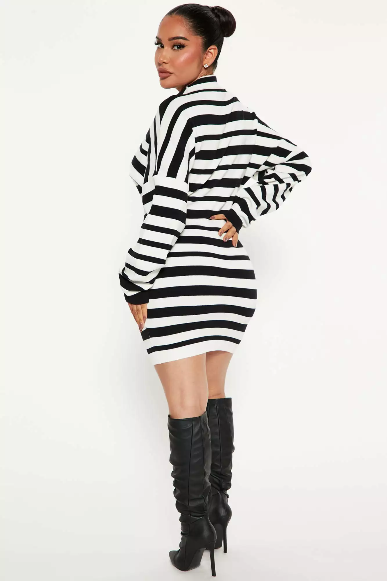 Fashion Nova Stripes On Stripes Sweater Mini Dress - Black/White 5 Fashion Nova Stripes On Stripes Sweater Mini Dress - Black/White - Image 3