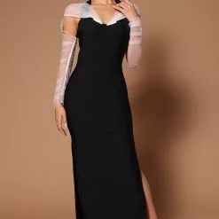 Fashion Nova Tina Halter Maxi Dress - Black