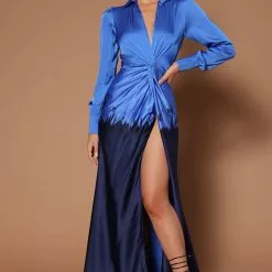 Fashion Nova Mikaela Ombre Maxi Dress - Royal/combo