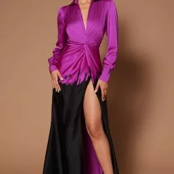 Fashion Nova Mikaela Ombre Maxi Dress - Black/Pink