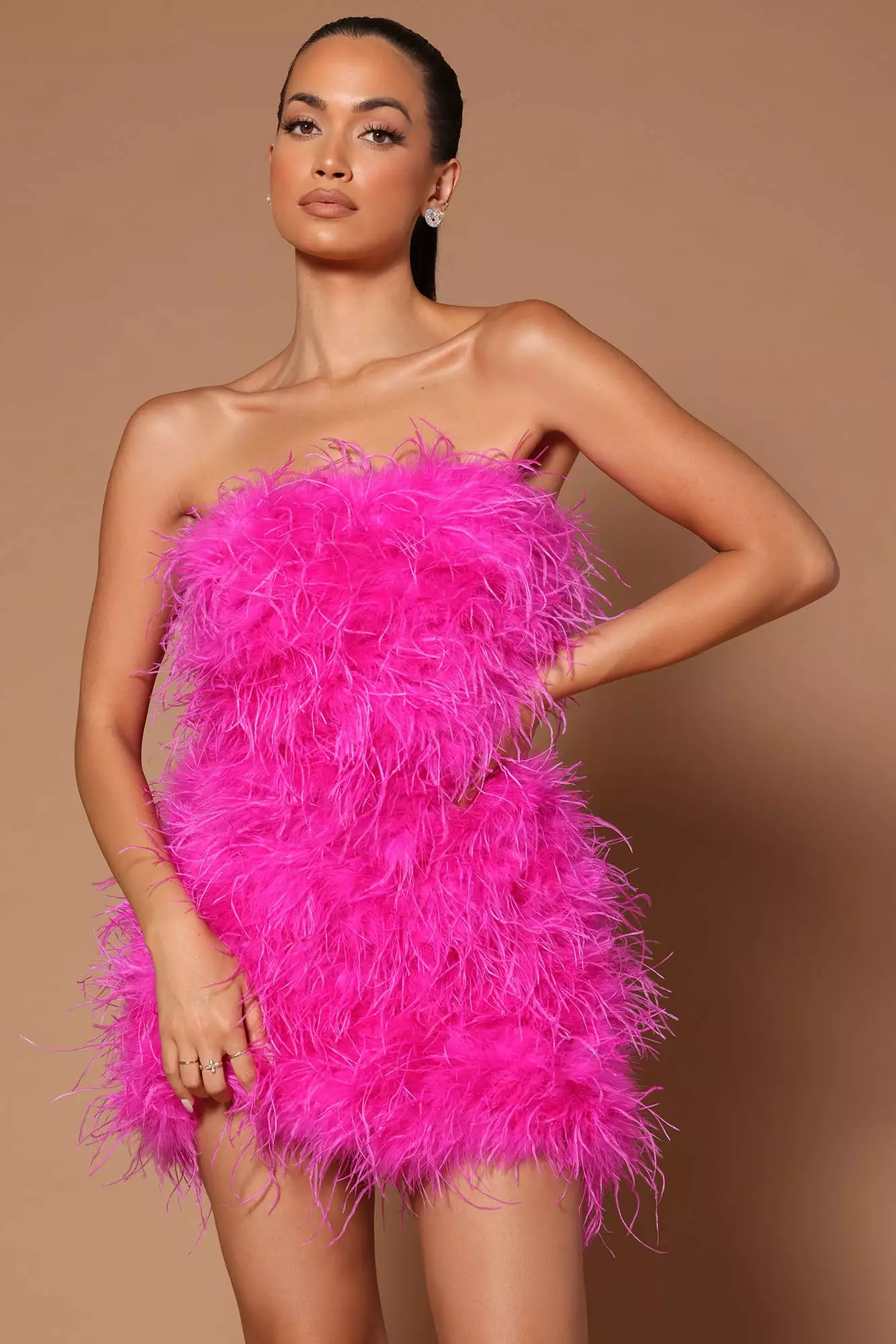 Fashion Nova Hanna Feather Tube Mini Dress - Fuchsia 4 Fashion Nova Hanna Feather Tube Mini Dress - Fuchsia - Image 2