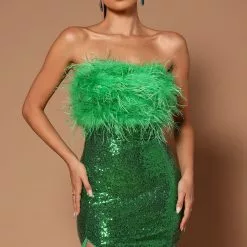Fashion Nova Justine Sequin Feather Midi Dress - Green -Fashion Nova Dresses Shop 09 07 22Studio7 CE RL 14 54 40 39 GW22C1160 Green 0158 SG
