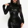 Fashion Nova Sparkle In The Night Sequin Mini Dress - Black