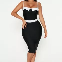 Fashion Nova High Class Babe Bandage Midi Dress - Black