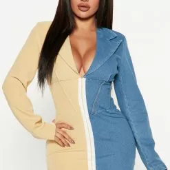 Fashion Nova Two Way Blazer Mini Dress - Yellow/combo