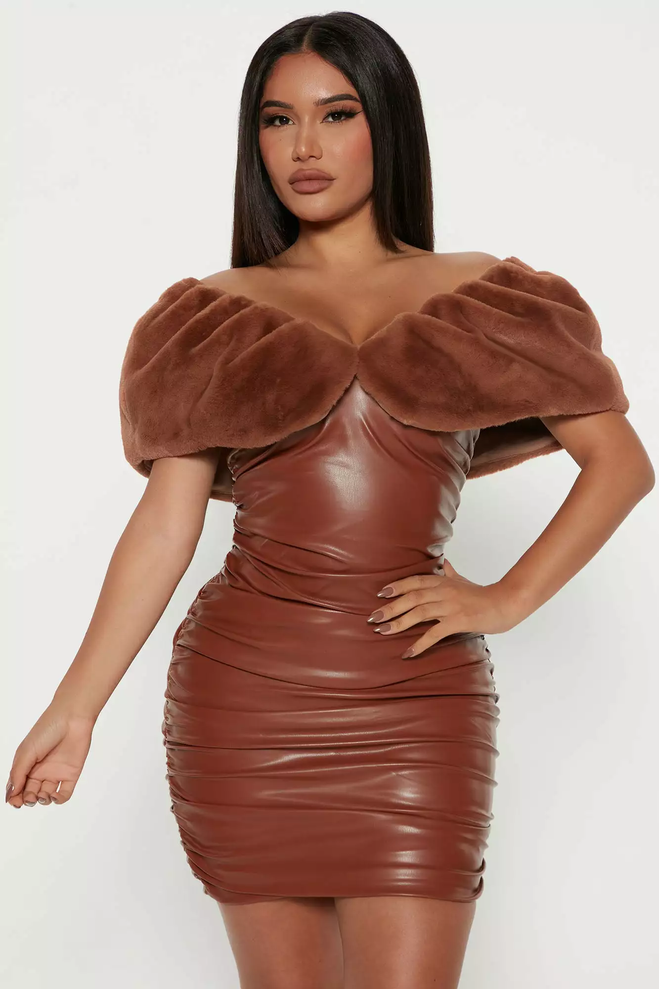 Fashion Nova Verdana Faux Leather Mini Dress - Cognac 3 Fashion Nova Verdana Faux Leather Mini Dress - Cognac