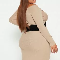 Fashion Nova Think of U Sweater Midi Dress - Taupe/combo 13 Fashion Nova Think of U Sweater Midi Dress - Taupe/combo -Fashion Nova Dresses Shop 09 08 22Studio5 RD JM 13 49 50 35 SBD236LS Taupecombo 0081 WG PLUS