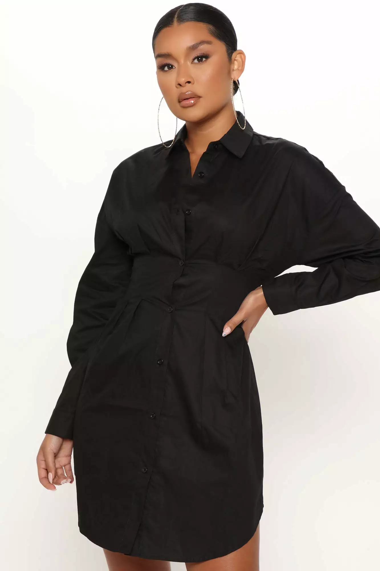 Fashion Nova Estella Shirt Dress - Black 3 Fashion Nova Estella Shirt Dress - Black