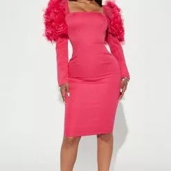 Fashion Nova Nicky Midi Dress - Hot Pink