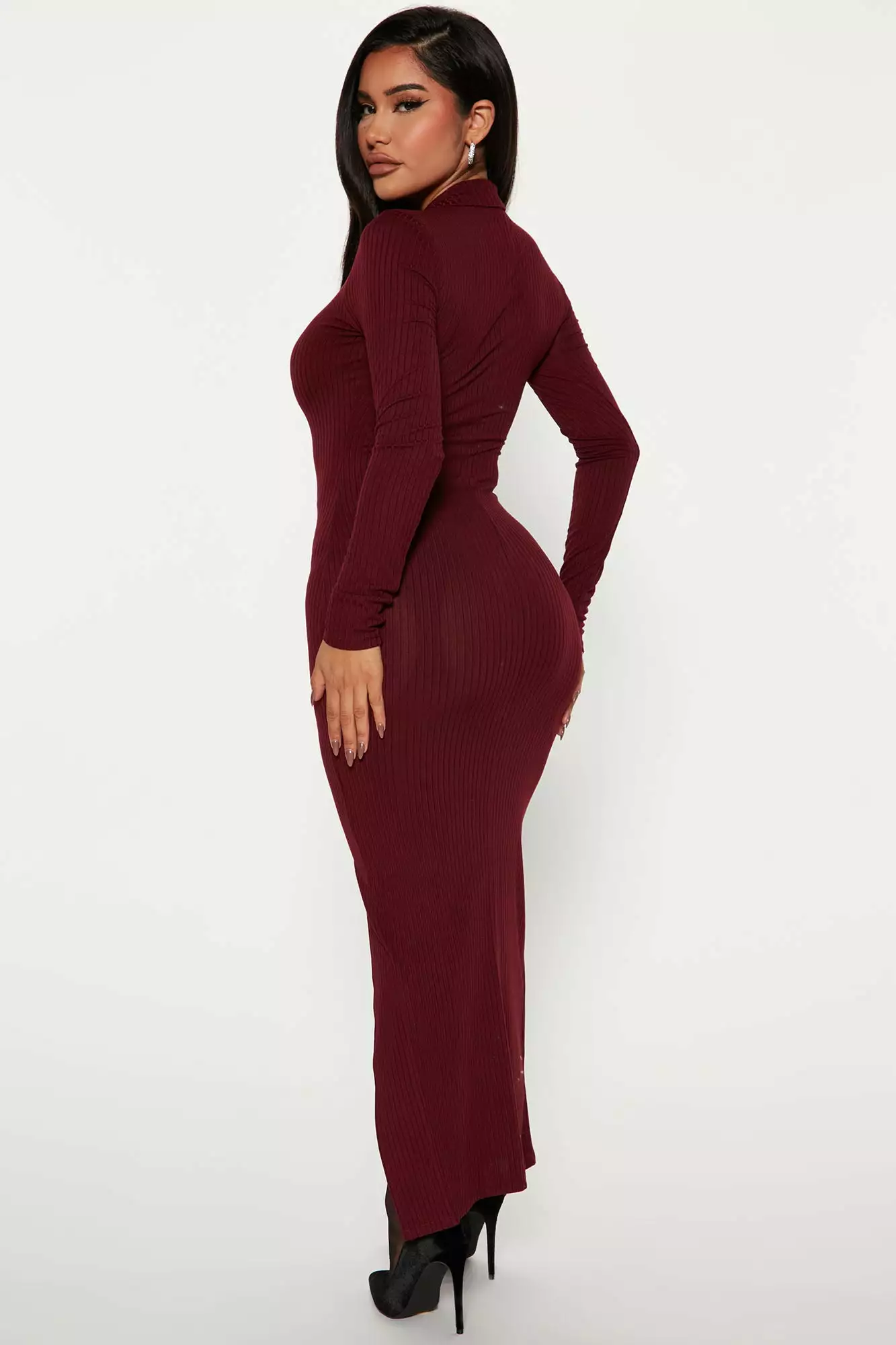 Fashion Nova Cali Ribbed Maxi Dress - Wine 5 Fashion Nova Cali Ribbed Maxi Dress - Wine - Image 3