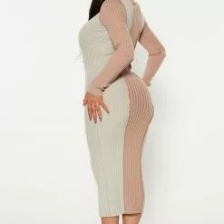 Fashion Nova Not The Type Sweater Midi Dress - Taupe/combo -Fashion Nova Dresses Shop 09 09 22Studio4 CE 10 07 03 13 3460 Taupecombo 13075 PB