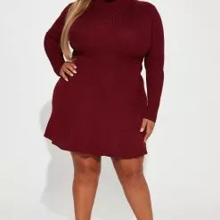 Fashion Nova Flirty And Fun Sweater Mini Dress - Burgundy -Fashion Nova Dresses Shop 09 12 22Studio1 KJ KP 13 55 39 29 ID5527 Burgundy 14862 PLUS KS