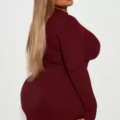 Fashion Nova Flirty And Fun Sweater Mini Dress - Burgundy -Fashion Nova Dresses Shop 09 12 22Studio1 KJ KP 13 55 54 29 ID5527 Burgundy 14868 PLUS KS