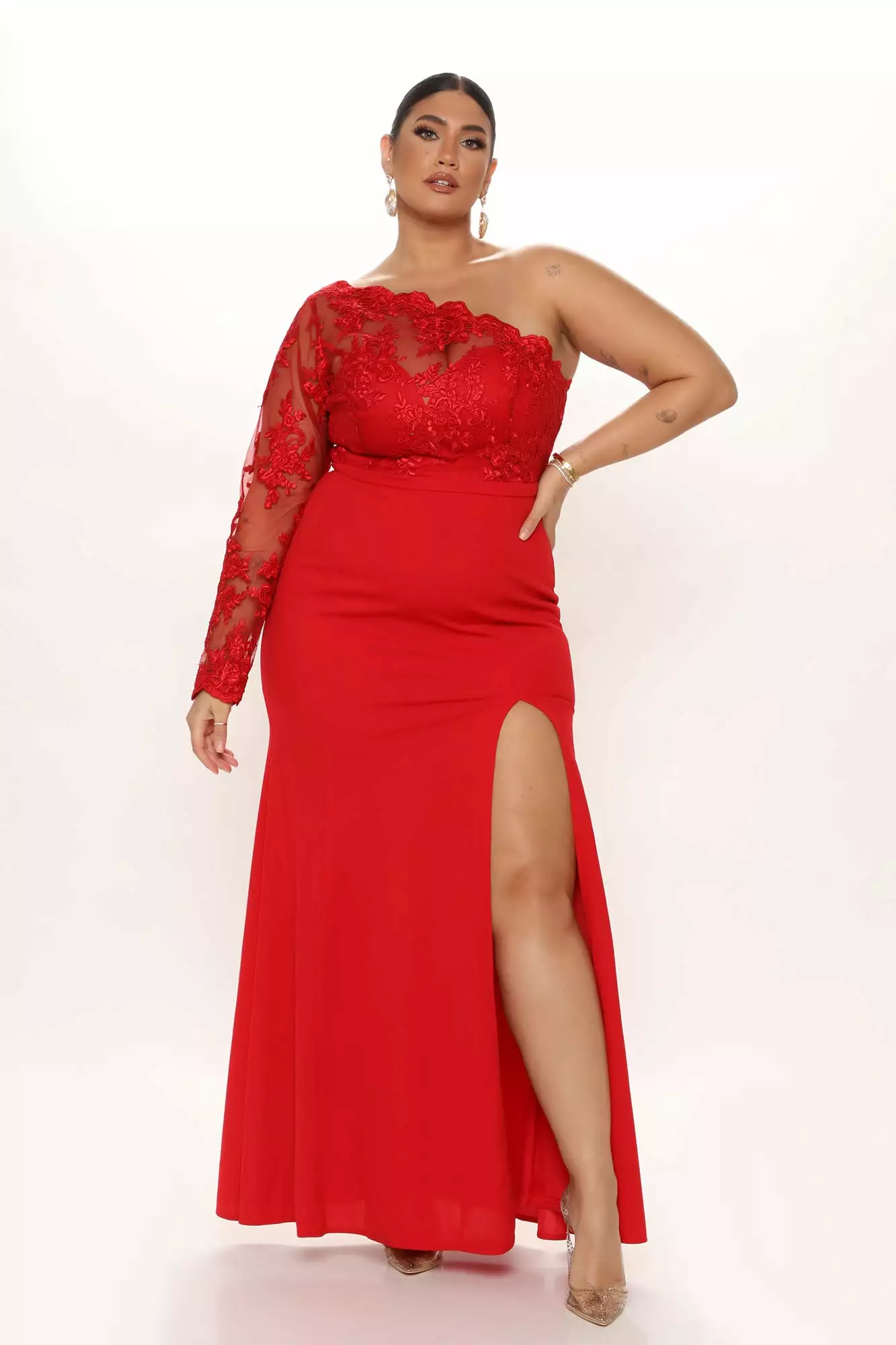 Fashion Nova Bonita Lace Maxi Dress - Red - Image 7