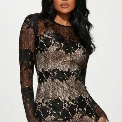 Fashion Nova Italian Romance Lace Midi Dress - Black -Fashion Nova Dresses Shop 09 13 22Studio1 SN MR 10 40 34 5 CD21385FN Black 15380 JB
