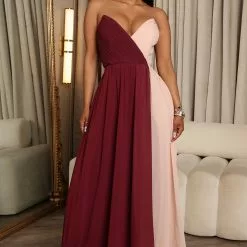 Fashion Nova Angel Smiles Maxi Dress - Wine/combo