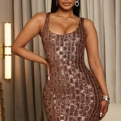 Fashion Nova Eyes On You Sequin Maxi Dress - Mocha -Fashion Nova Dresses Shop 09 13 22Studio2 RM 15 15 30 14 D40019B Mocha 6209 EH