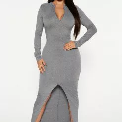 Fashion Nova Zaria Maxi Dress - Heather Grey