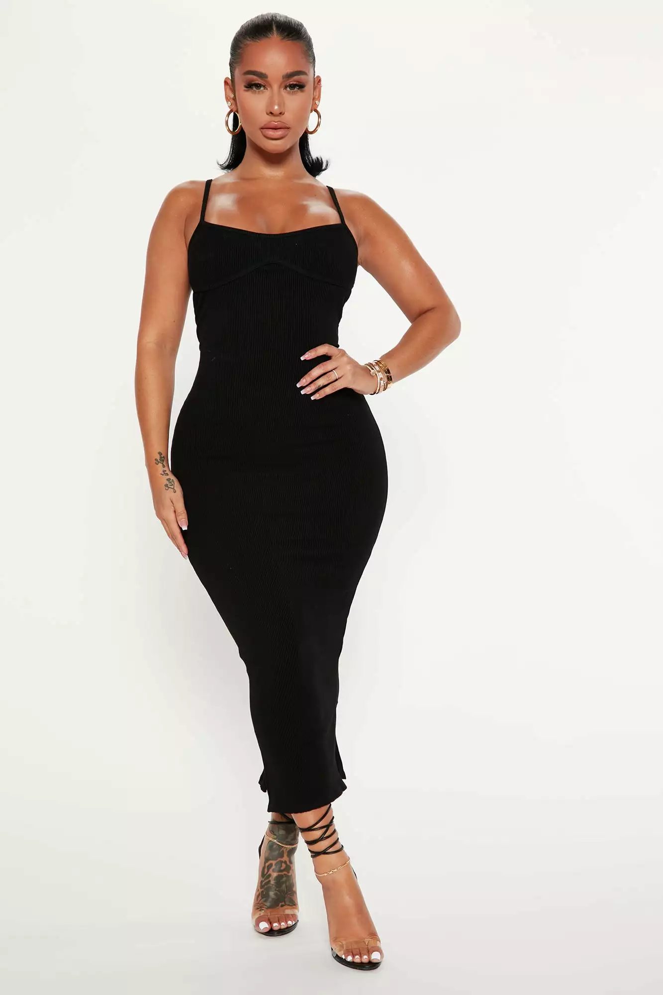 Fashion Nova Mercedes Snatched Midi Dress - Black 3 Fashion Nova Mercedes Snatched Midi Dress - Black