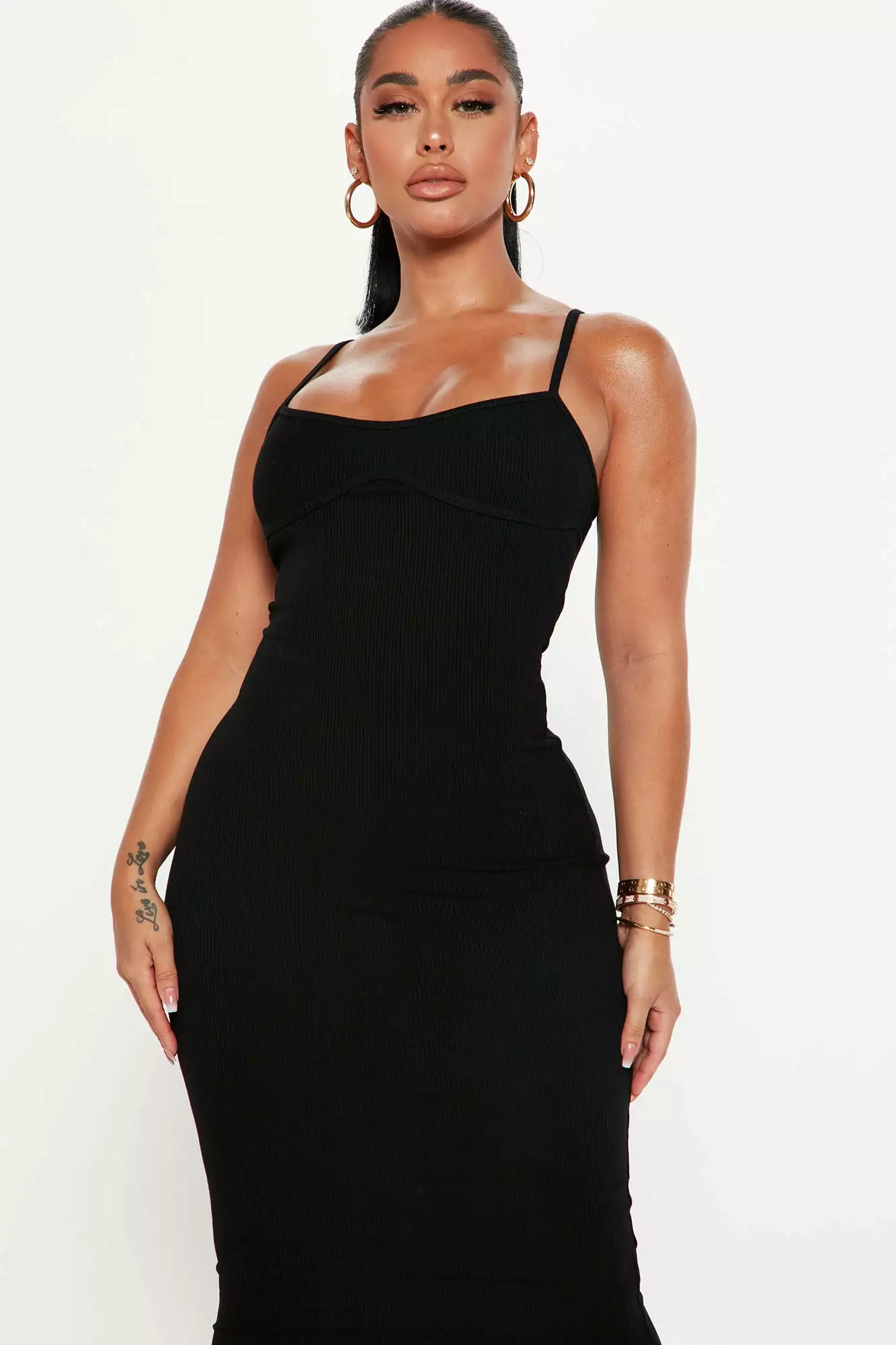 Fashion Nova Mercedes Snatched Midi Dress - Black 4 Fashion Nova Mercedes Snatched Midi Dress - Black - Image 2