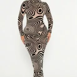 Fashion Nova City Vision Mesh Maxi Dress - Black/combo