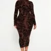 Fashion Nova Fall Forward Midi Dress - Brown/combo