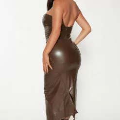 Fashion Nova Julia Midi Dress - Brown -Fashion Nova Dresses Shop 09 15 22Studio3 ME KP 13 22 40 33 DR2244 Brown 0537 KS