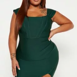 Fashion Nova Mercedes Bandage Mini Dress - Green -Fashion Nova Dresses Shop 09 15 22Studio4 DM IM 09 44 58 8 C2571D Green 15389 PLUS PB