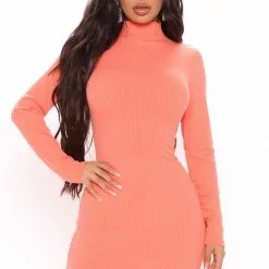 Fashion Nova Happy Hour Feels Midi Dress - Coral