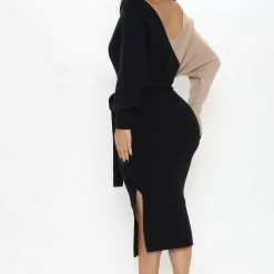 Fashion Nova Mona Colorblock Sweater Midi Dress - Black/combo -Fashion Nova Dresses Shop 09 16 21Studio2 MS 09 54 43 10 ID4391FN Blackcombo 0268 EH