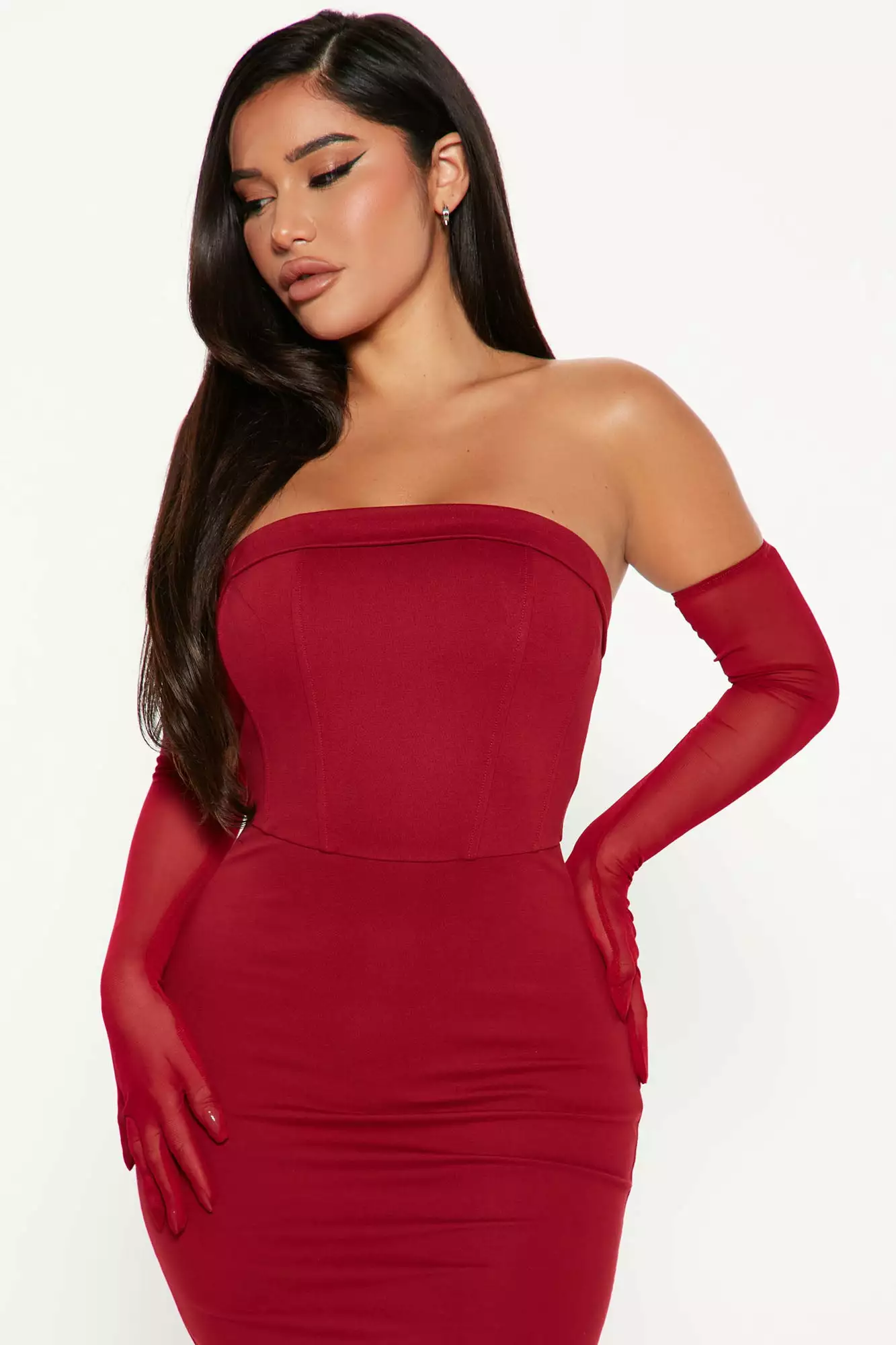 Fashion Nova Fashion Strut Midi Dress Set - Wine 4 Fashion Nova Fashion Strut Midi Dress Set - Wine - Image 2